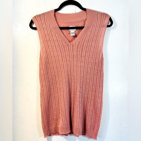 2PC Chico’s sweater set in beautiful coral pink with metallic thread M - Picture 2 of 7